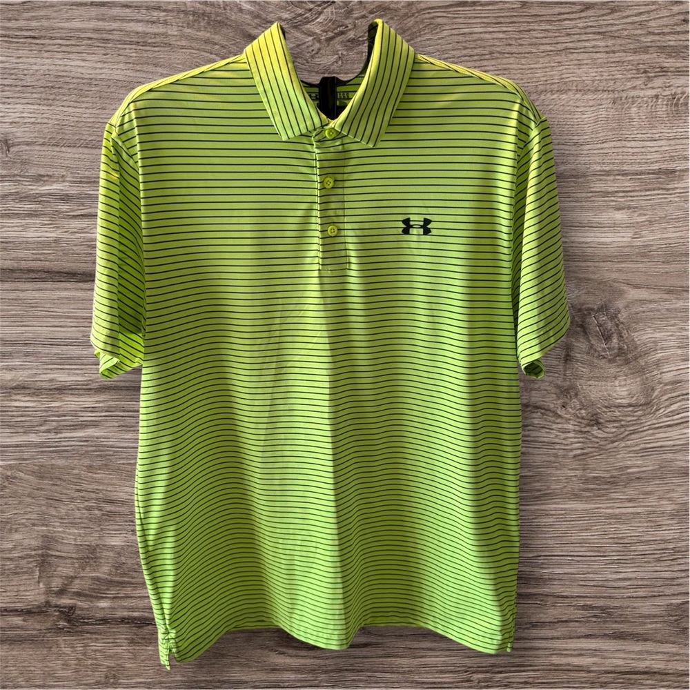 Under Armour Lime Green Striped Polo Shirt